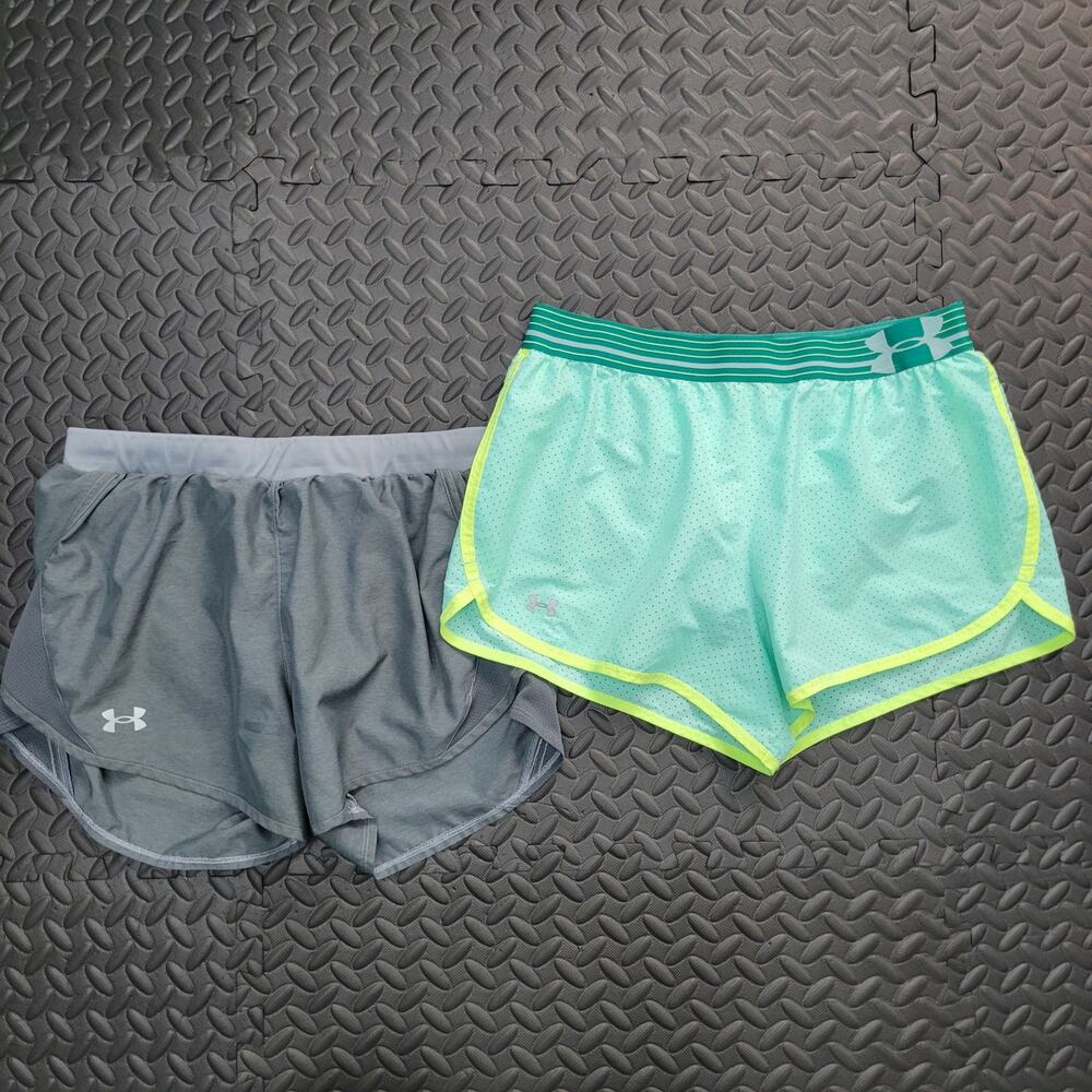 Under Armour HeatGear Running Shorts Bundle Size Small Gray + Green Athletic